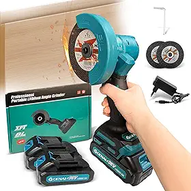 Mini Esmerilhadeira Angular Portátil, 36VEsmerilhadeira lixadeira 110V/220V com 2 Baterias, 19500 RPM, com Controle de Velocidade Para Metal e Madeira