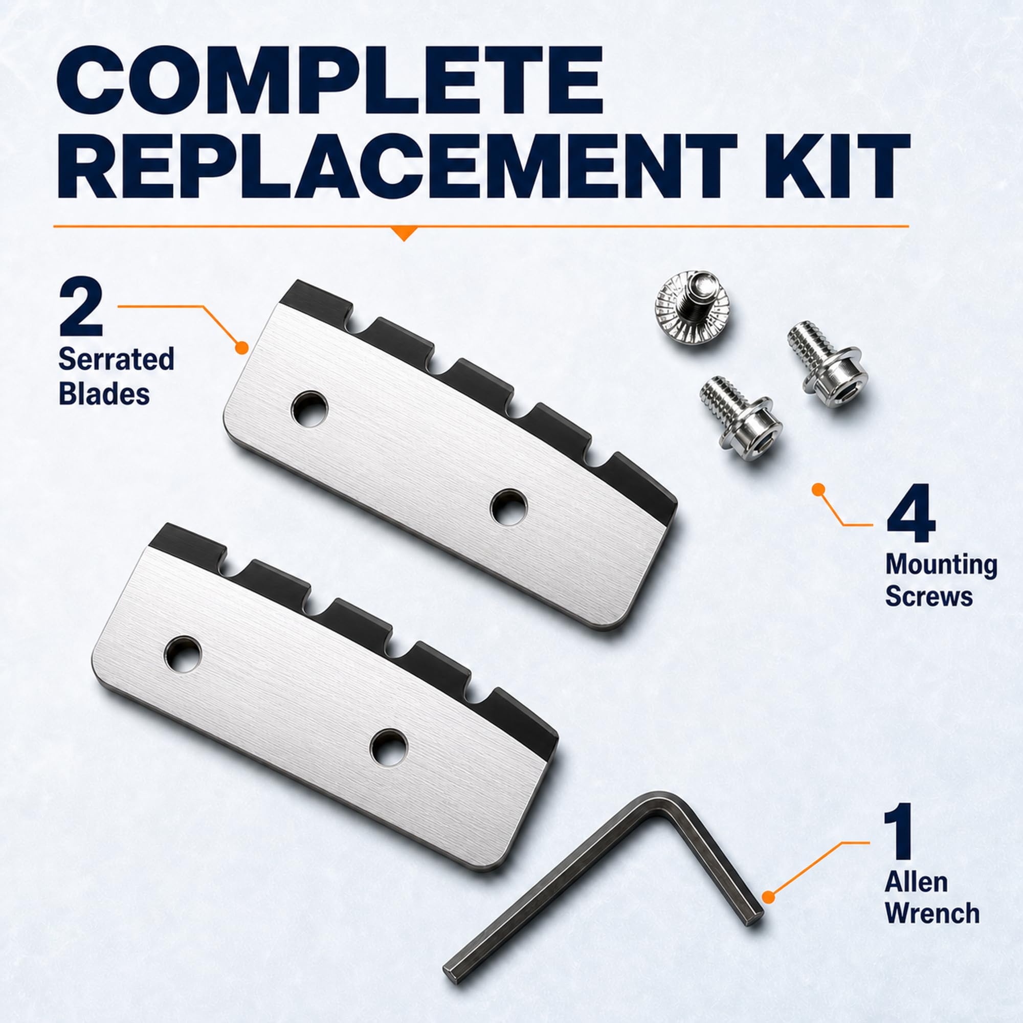 Lot de 2 lames de rechange pour tarière à glace dentelée de 15,2 cm, compatibles avec les tarières manuelles Select StrikeMaster Mora, lot de 2 avec boulons et clé hexagonale