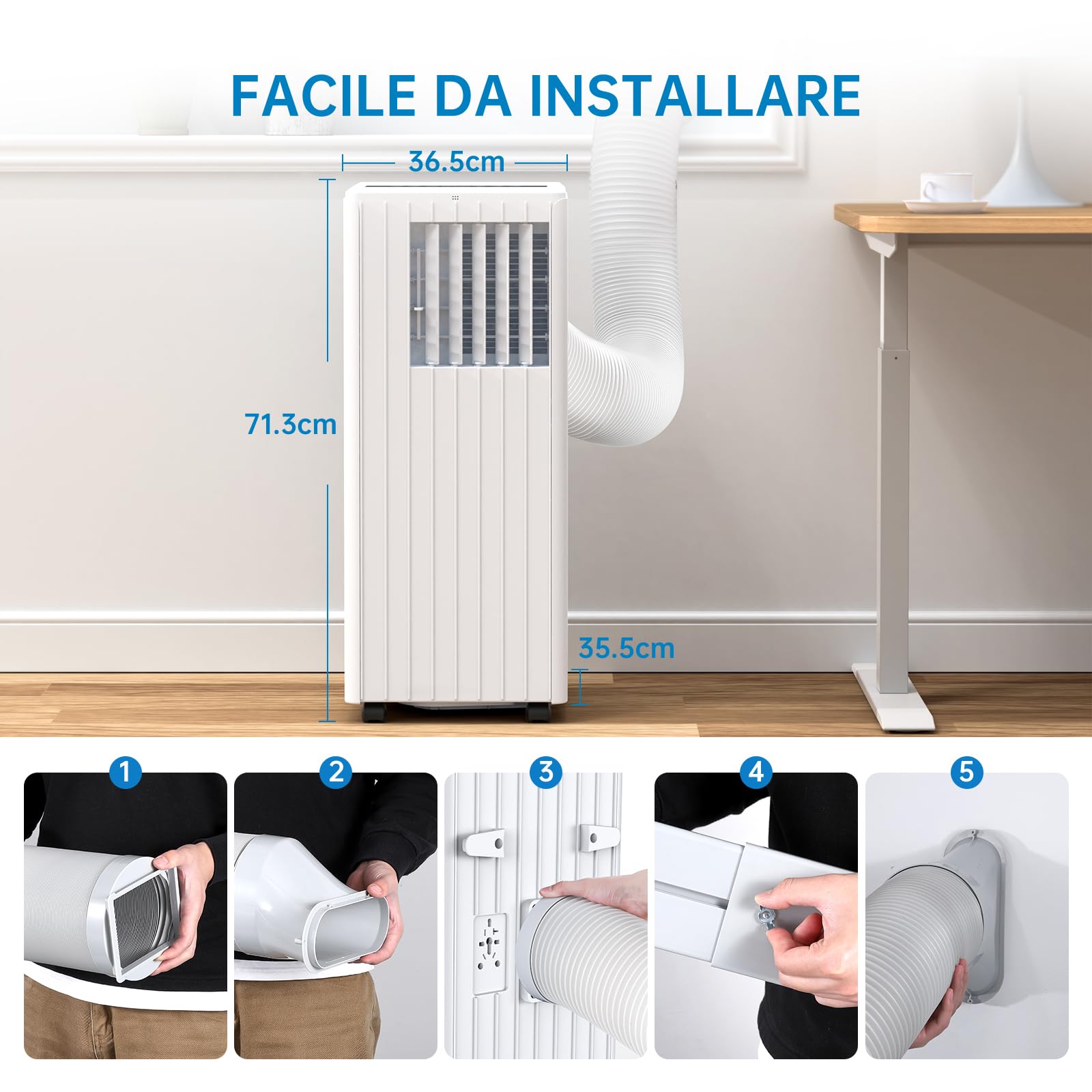 Garvee Climatiseur Mobile 9000 BTU, Climatiseur Portable 3-en-1 Refroidissement/Ventilation/Déshumidification, Silencieux 51-65 dB, R290, Classe A, Kit Fenêtre et Télécommande (A030A)