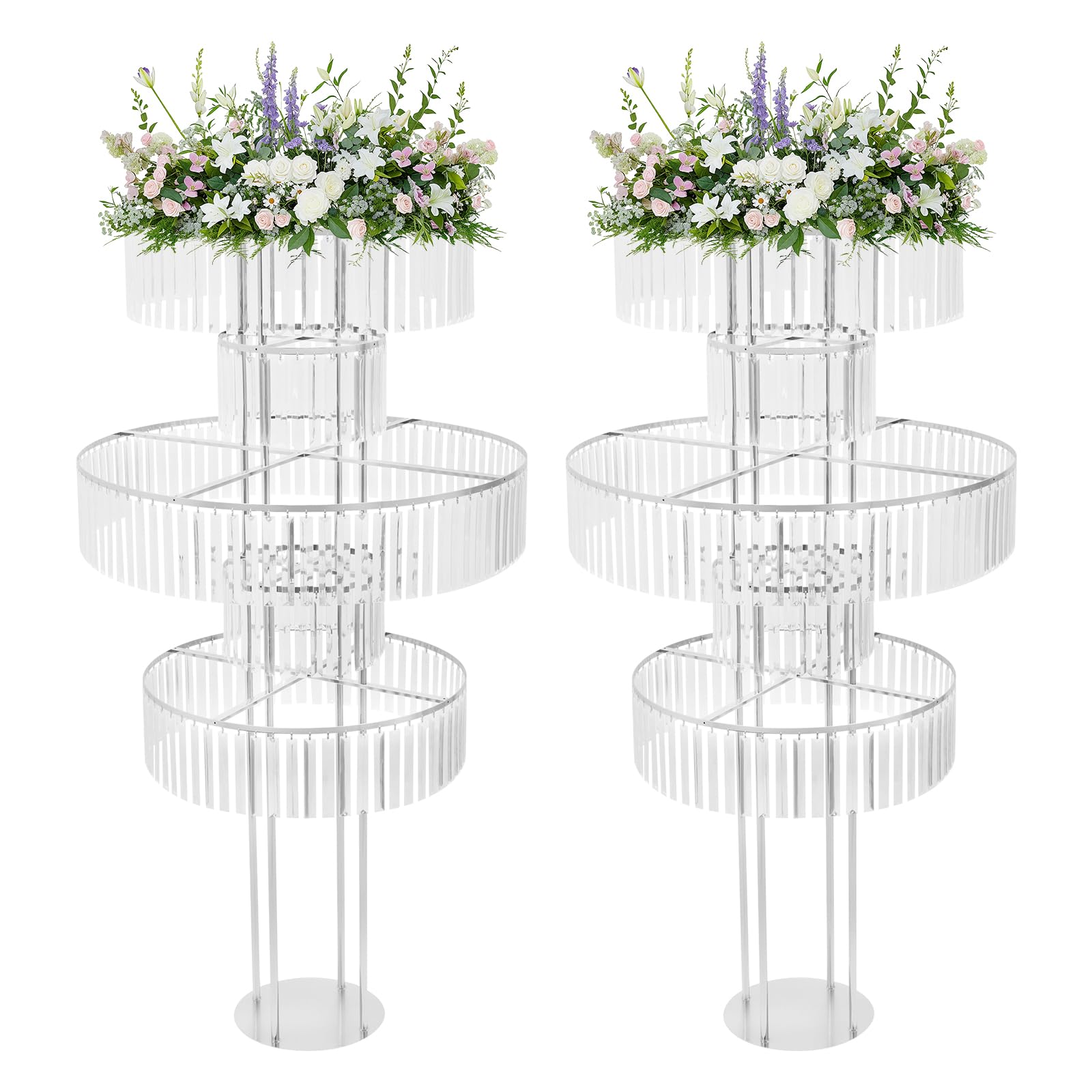Fleur stand en cristal or de 5 étages pour décoration de réception