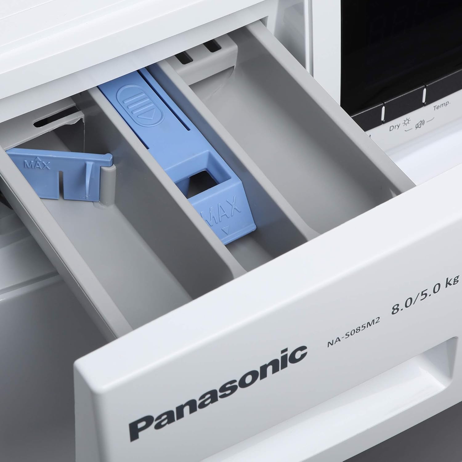 Close-up of the detergent dispenser drawer