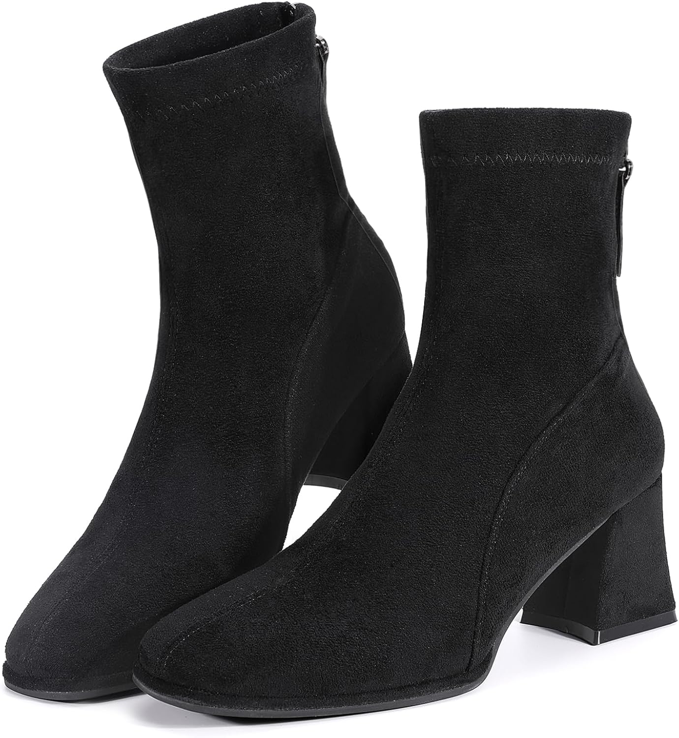 Trakxy Women's Ankle Boots - Faux Suede Low Block Heel