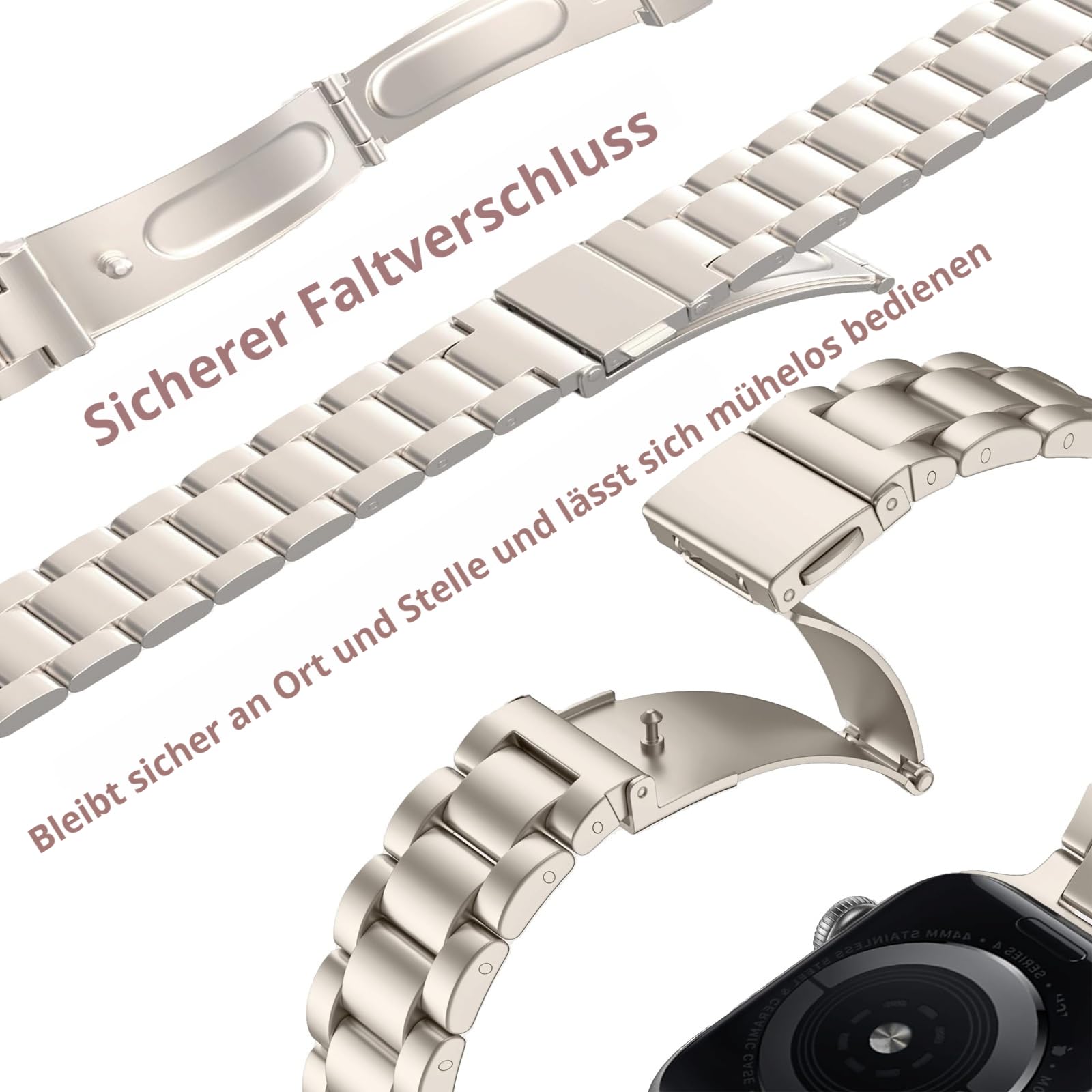 Bracciale sottile in Metallo da Donna compatibile con Apple Watch cinturino 38mm 40mm 41mm 42mm 44mm 45mm 46mm 49mm Bracciale in inossidabile per iWatch Ultra 2 SE Serie 10 9 8 7 6 5 4 3 2 1