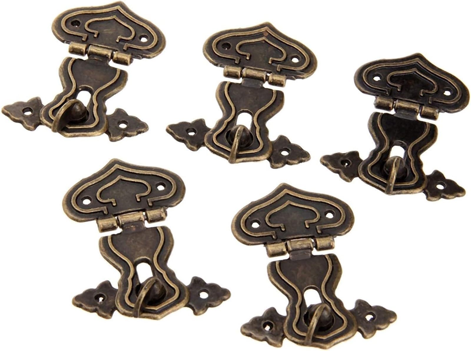 Chiusura a scatto for scatola antica, Gancio di chiusura antico, Chiusura a scatto con fibbia a gancio retrò anticata, 5x Scatola regalo for gioielli decorativi in ​​stile retrò in ottone e legno Chiu