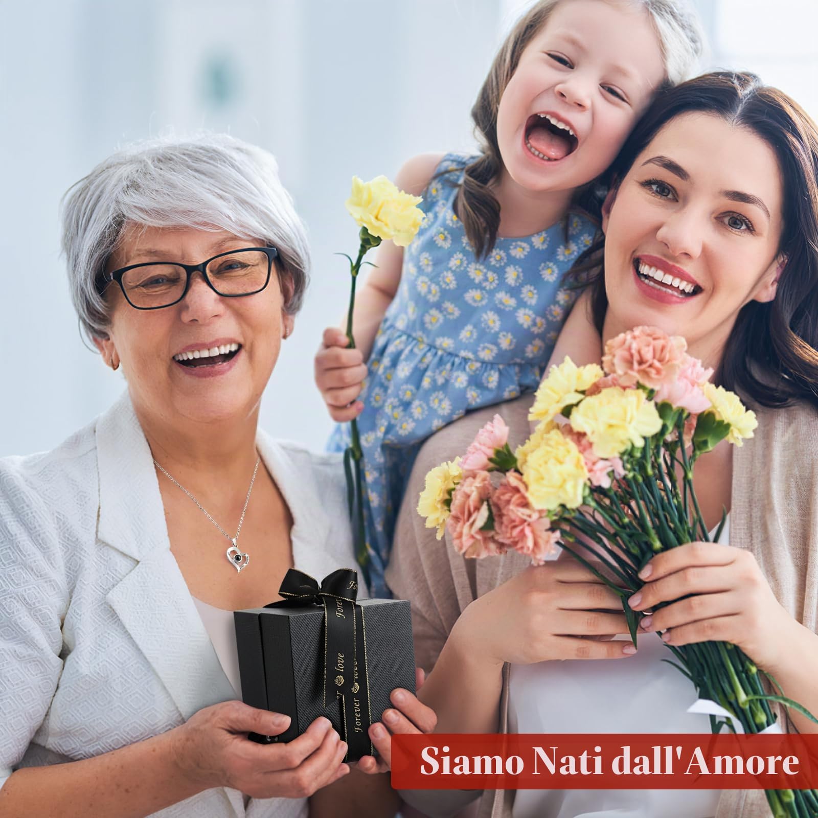 Emibele Vera Rosa Conservata con Collana a Cuore, Fiori Eterni, Rose Eterna, Vero Fiore di Rosa per San Valentino, Natale, Anniversario, Compleanno, Regali Romantici per Donne, Moglie, Fidanzata