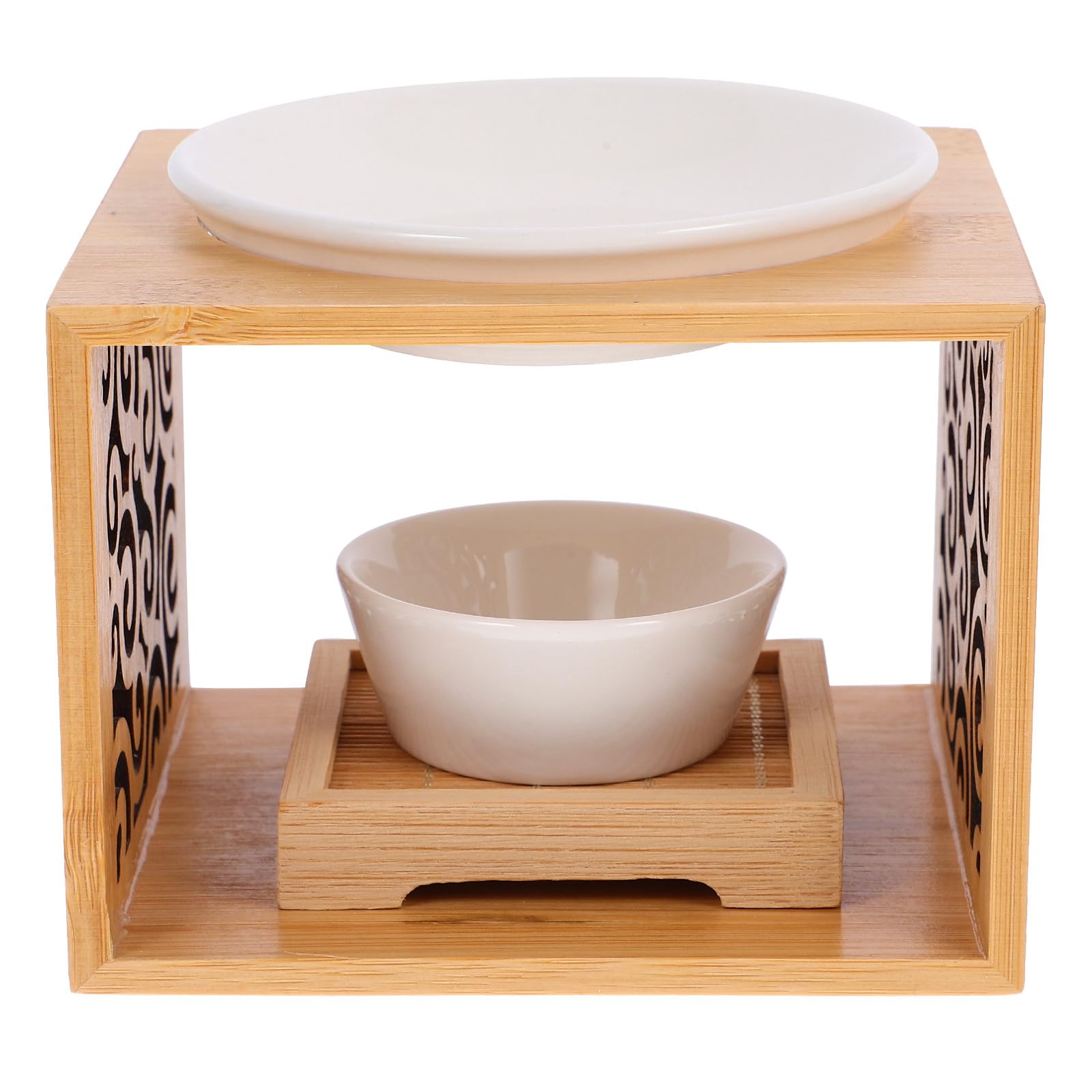 Brûleur d'huiles essentielles en bois et diffuseur d'arômes en céramique