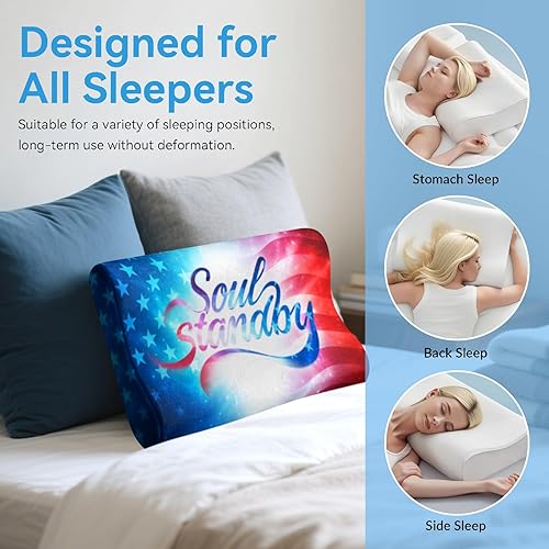 Miniatura 5 de Almohada de espuma viscoelástica, almohada ortopédica cervical con contorno de cuello para dormir de lado, espalda, estómago, diseño ergonómico para