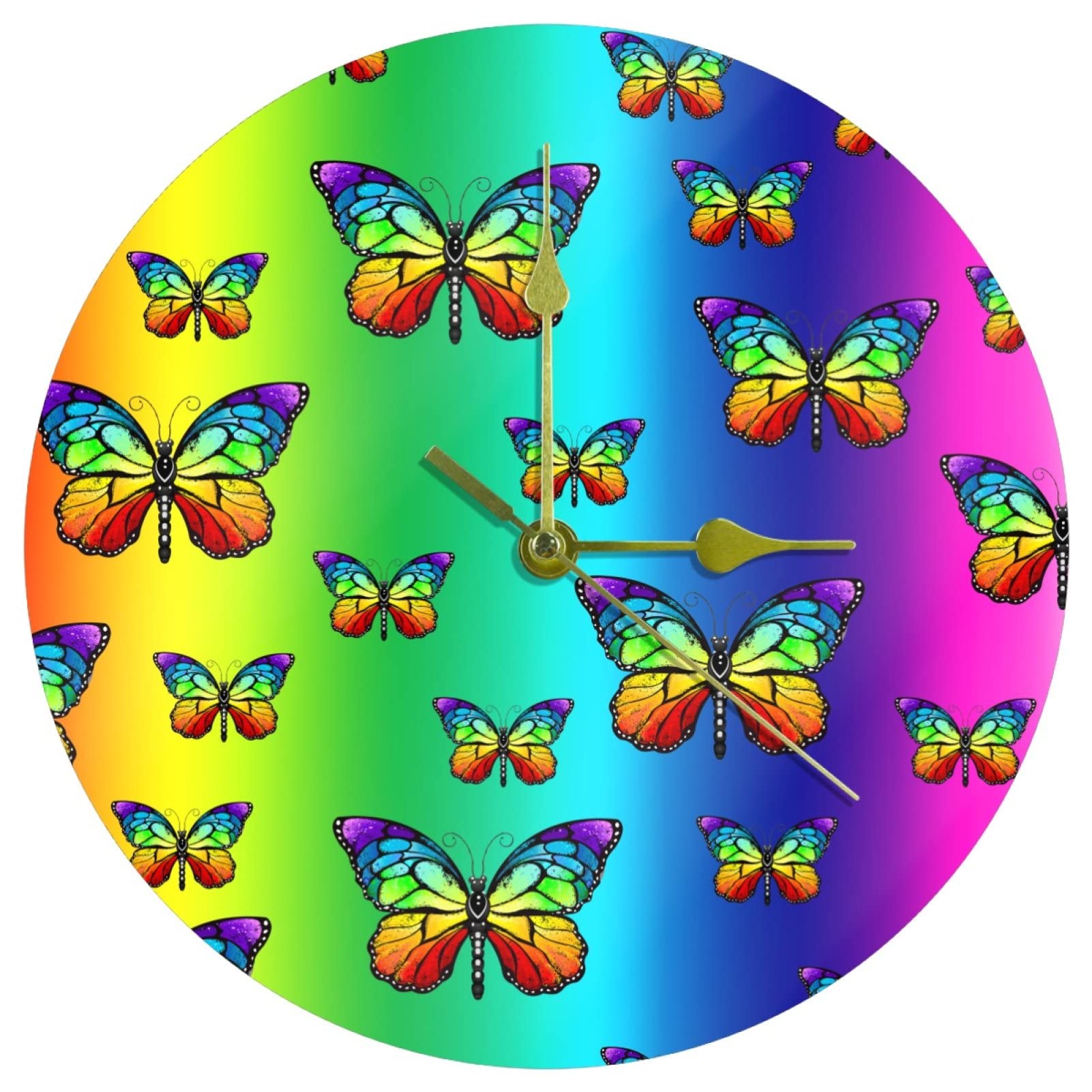 Horloge murale en acrylique silencieuse arc-en-ciel de 24 cm sans tic-tac pour rester concentré