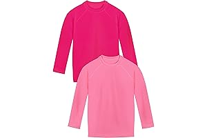 2-Pack Hot Pink Rashguard Swim Shirts for Kids| SPF 50+ Sun Protection