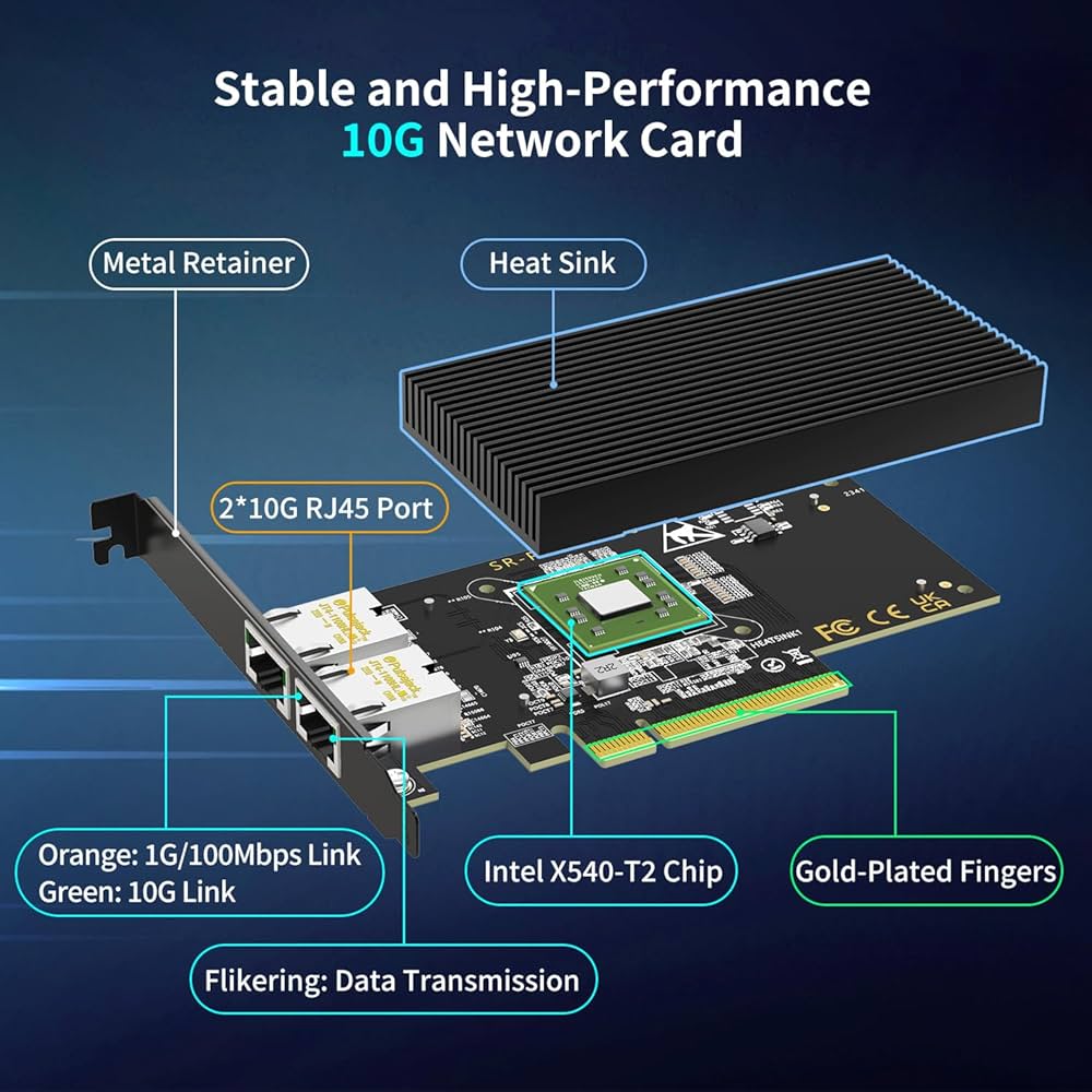 【2枚組】新品 10GbE NIC PCIEx8 X540 FAN付 Win11 2枚組】新品 10GbE NIC PCIEx8 X540 FAN付 Win11