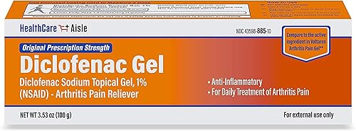 HealthCareAisle Gel de diclofenaco, 1%, alivio del dolor de artritis, tubo de 3.53 oz, fuerza de prescripción original (AINE)