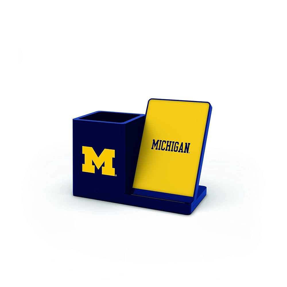 SOAR NCAA Wireless Cell Phone Charger and Desktop Organizer, Michigan Wolverines