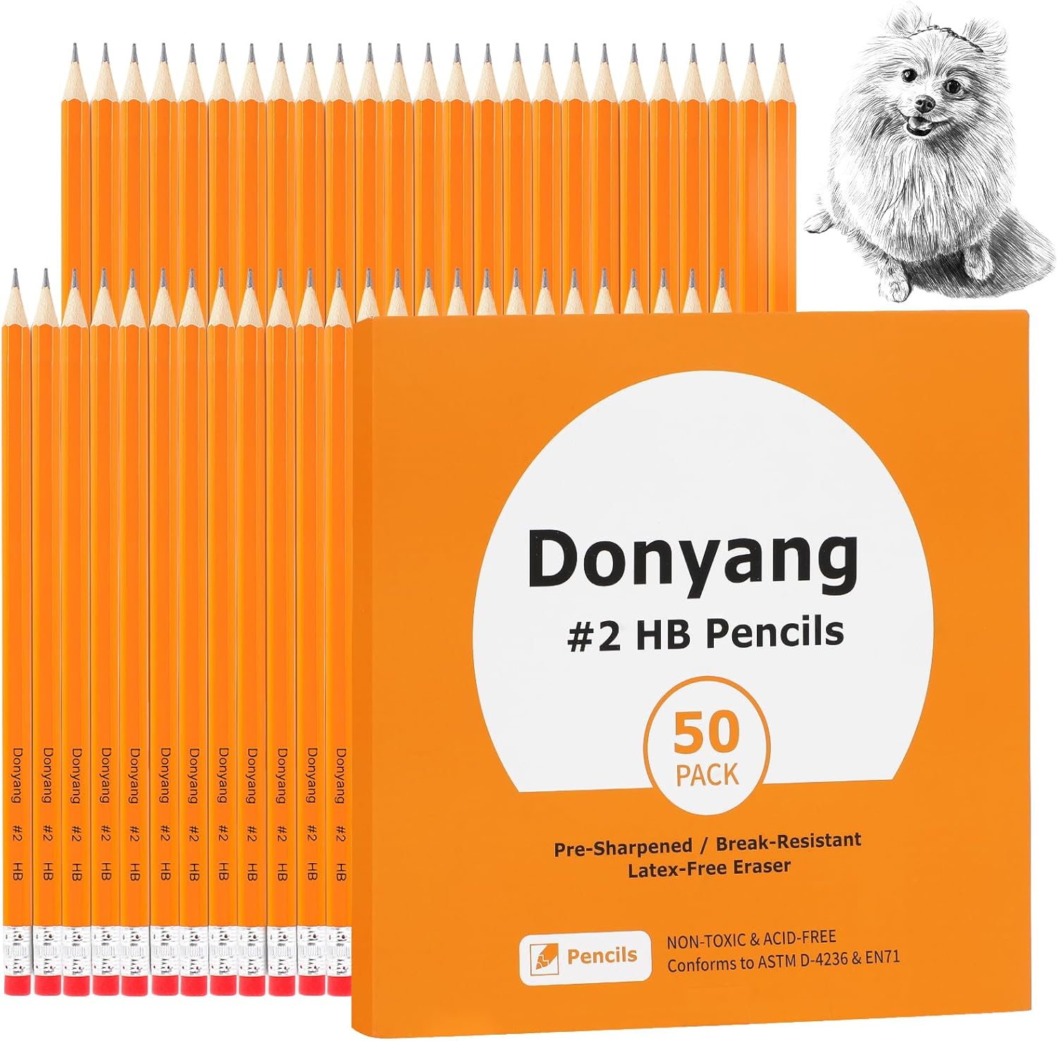 50 Pack #2 Pencils, Pre-Sharpened Pencils with Erasers, Halloween Pencils, Bulk Yellow Graphite Pencils for School Teacher Supplies, No 2 HB Pencil for Writing Drawing Sketching, Kids Party Favors 50 Count Poplar