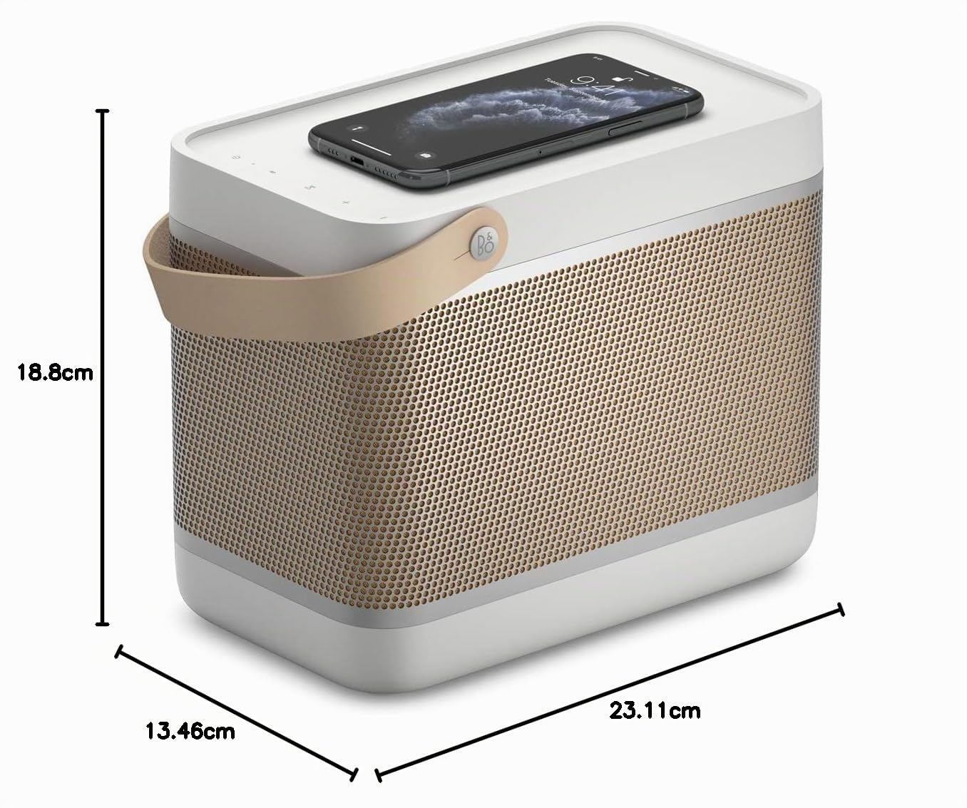 Bang & Olufsen Beolit 20 Altoparlante Bluetooth Portatile - Grigio | con ricarica wireless, suono potente a 360° e superficie di ricarica per telefoni Qi, per interni ed esterni