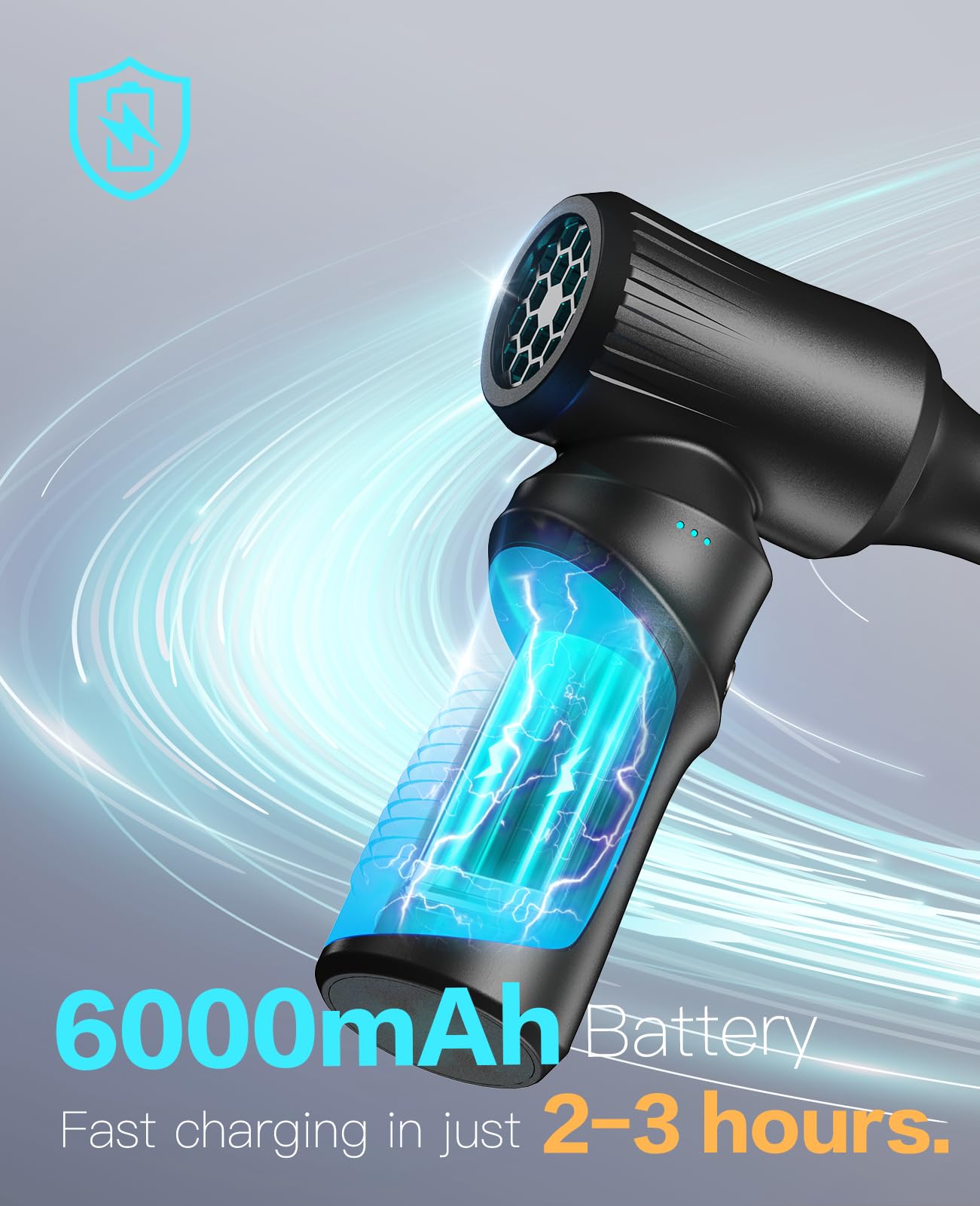 Aria Compressa Elettrico, 200000 RPM Mini Soffiatore Aria Compressa a Batteria 6000 mAh, 3 Velocità Air Duster Set per La Pulizia di PC/Auto
