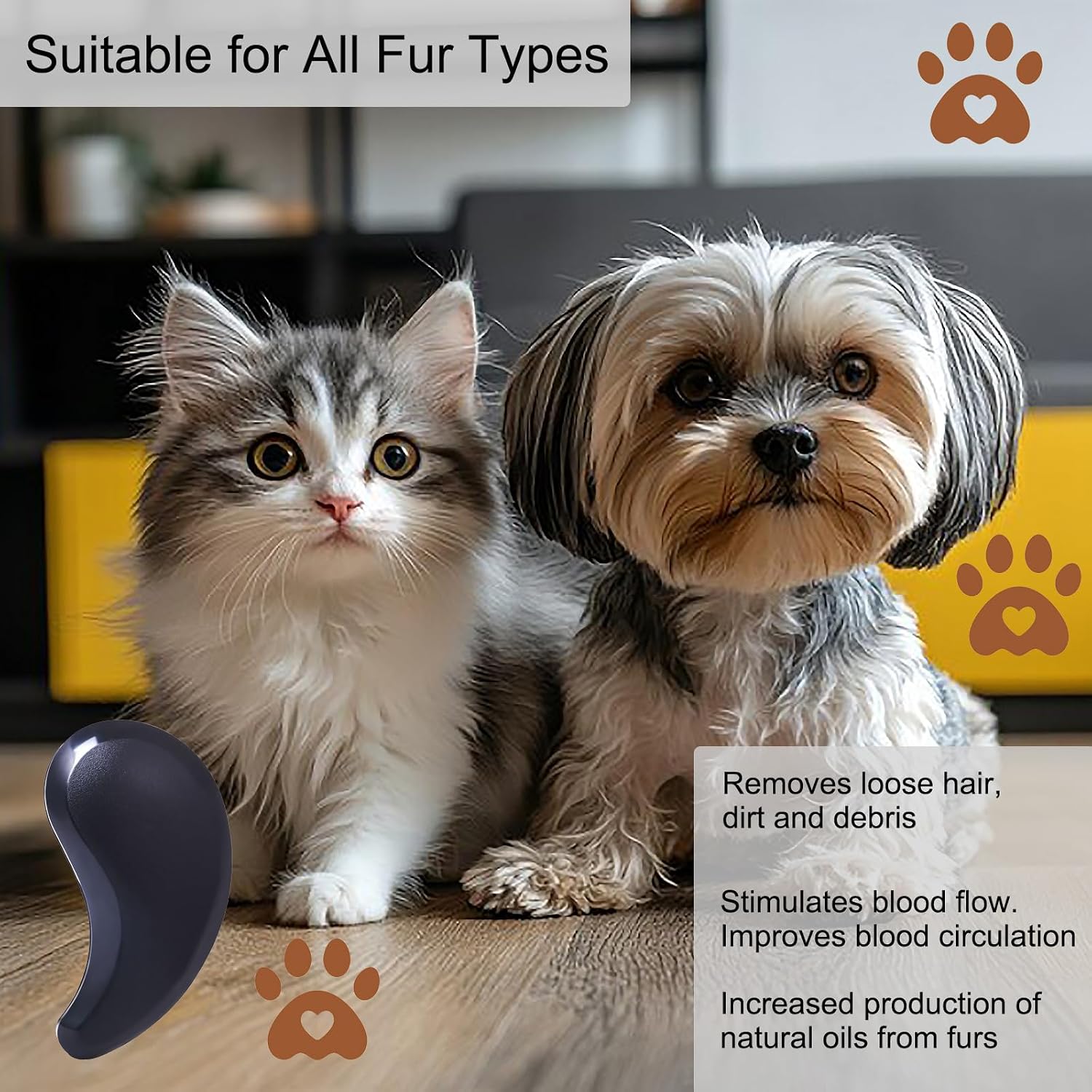 Puppy Brush, Soft Dog Brush for Grooming, Puppy Hair Remover Brush Comb, Grooming Tool for Poodles, Teddy, Yorkies, Maltese, Shih Tzu, Chihuahua, Black image 4