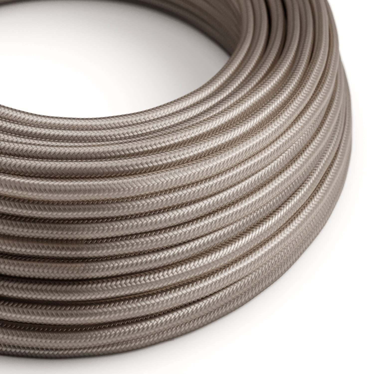 Creative-Cables L'originale cavo elettrico rivestito in tessuto 2 x 0,75 mm² (20 m, Cipria RM27) – Rotondo, effetto seta – Sicurezza certificata, made in Italy