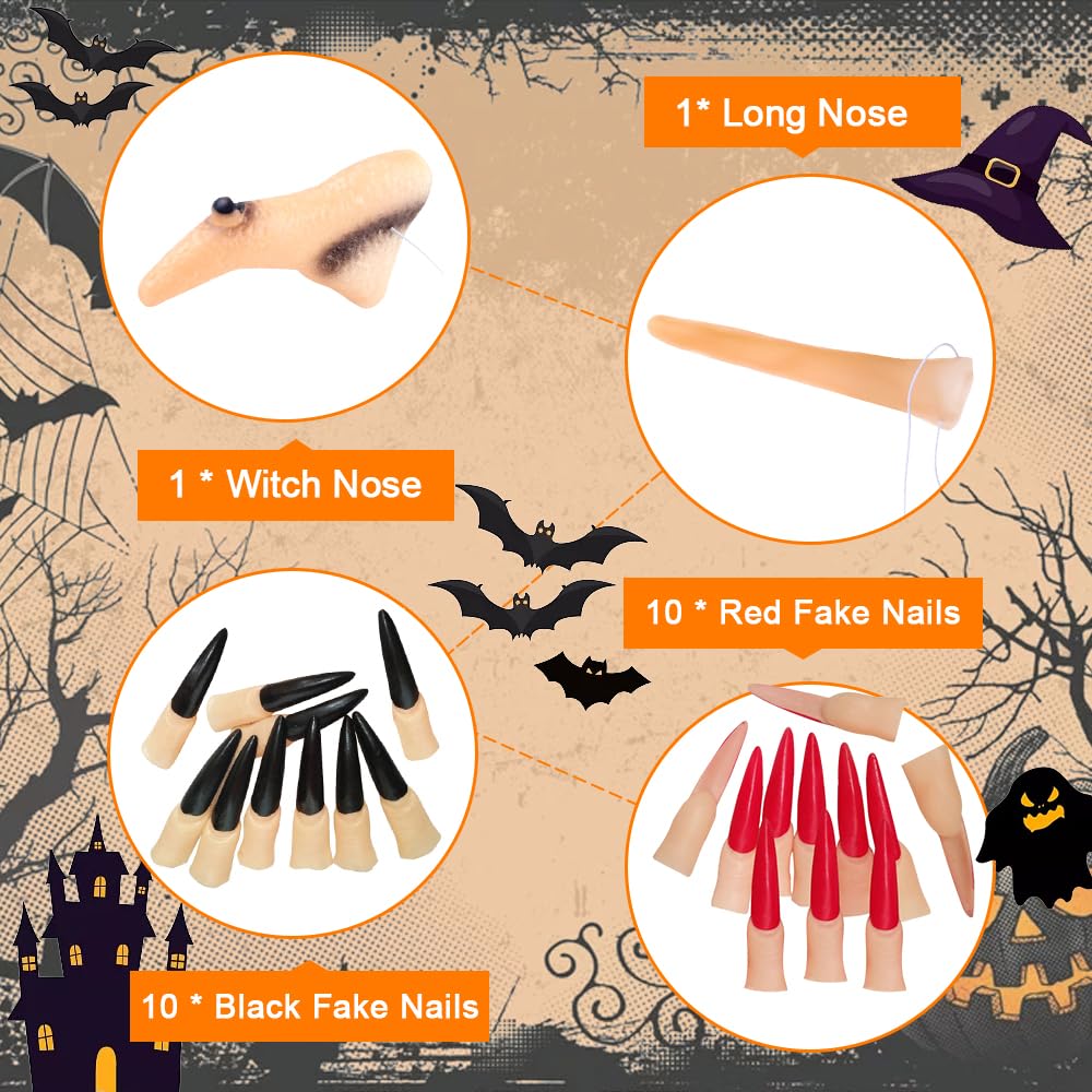 8 Bagues Griffes Halloween Sorcière - Anneaux Doigts Punk Métal - Accessoires Cosplay Effrayants