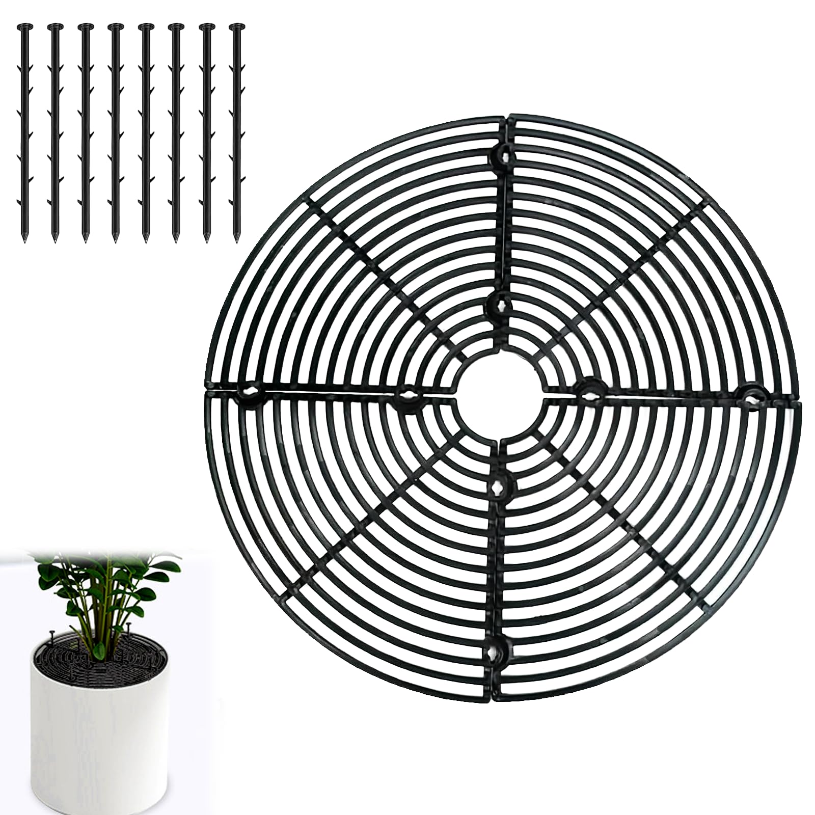 1 Pcs Grille de Protection pour Plantes, Grille Protection Chat Pot de Fleurs 30 cm, Cache-Pot Réglable avec Kit Fixation ABS, Protège contre Chats, Enfants et Animaux Domestiques