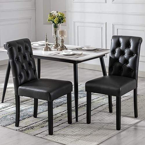 Miniatura 14 de Juego de 4 sillas de comedor tapizadas de terciopelo de madera maciza copetudas, con respaldo alto, sillas Parsons sin brazos para cocina y comedor,