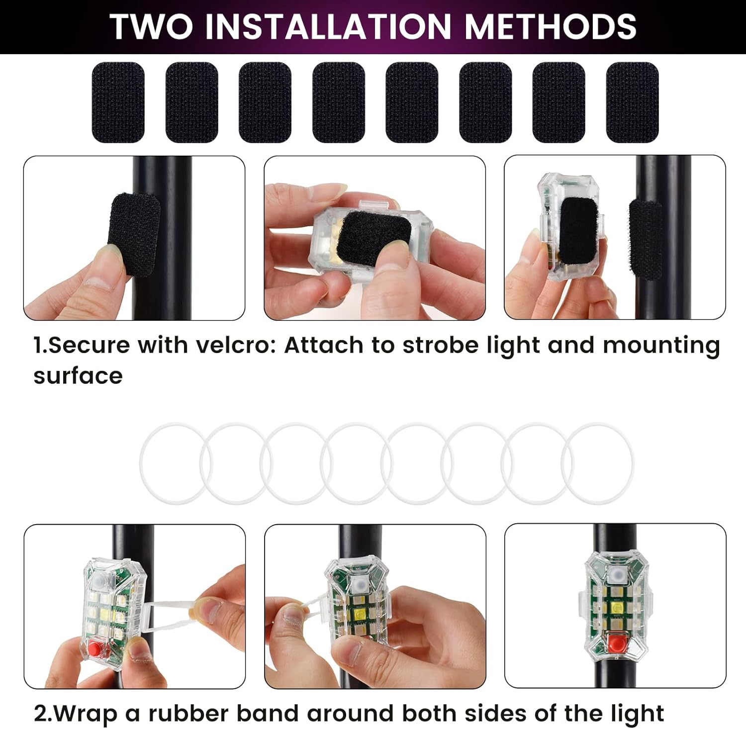 4PCS Upgraded Wireless LED Strobe Light with Remote Control, USB Rechargeable Emergency Warning Lights, Waterproof High Brightness Led Lights for Car Drone Truck Motorcycle Aircraft Bike