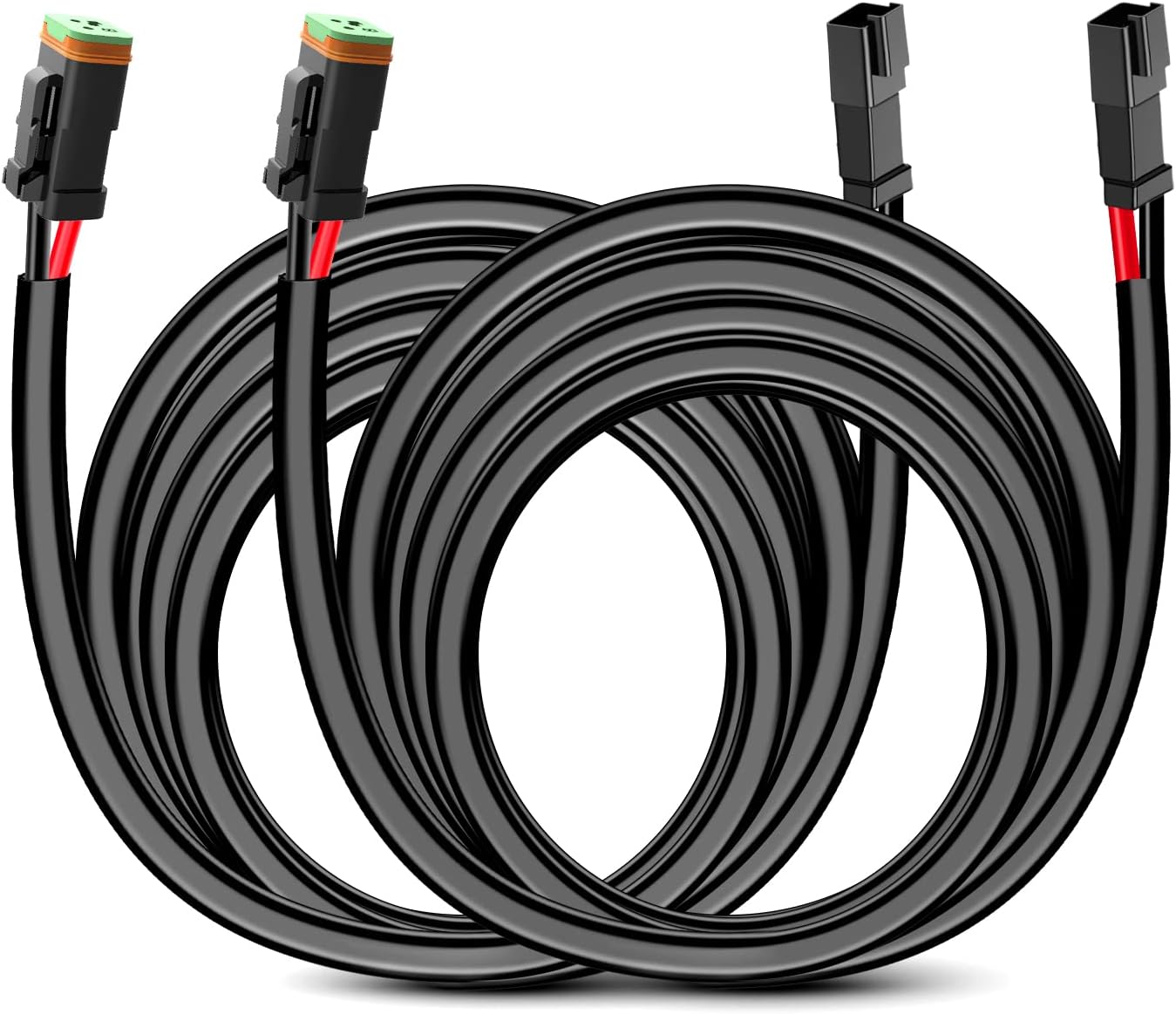 Nilight 2 PCS 16AWG 10 Feet Wiring Harness Extension Kit, Extended Plug and Play 2-pin Socket DT Connector Wire Cord for Offroad LED Light Bar Driving Fog Boat Work Lights
