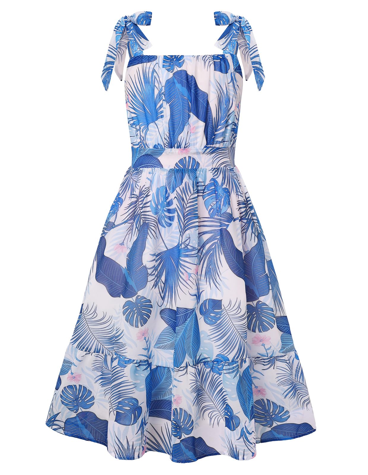 GRACE KARIN A-Line Casual Kleid für Mädchen, Eckiger Ausschnitt Chiffonkleid, Verstellbare Schulterbänder