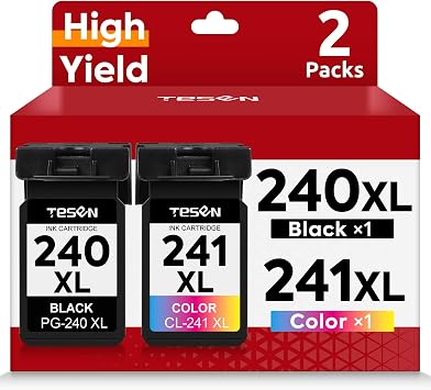 PG-240XL CL-241XL Ink Cartridge Remanufactured Replacement for Canon 240XL 241XL 240 241 PG-240 CL-241 XL for MG3600 MG3620 MG3520 TS5120 MG2120 MG3220 MX372 Printer Ink Cartridge 1 Black,1 Color