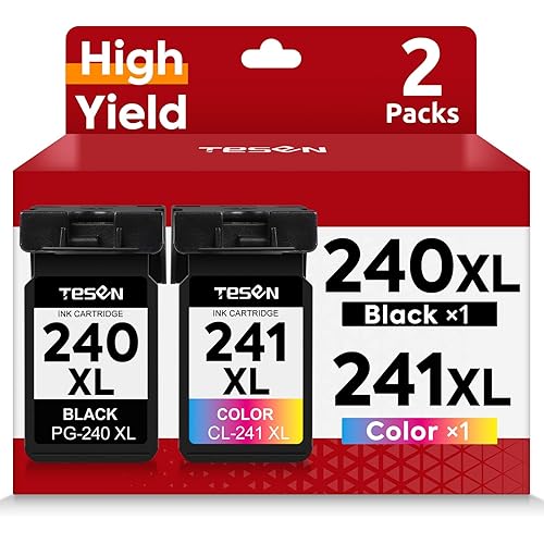 TESEN PG-240XL CL-241XL Ink Cartridge Replacement for Canon 240XL 241XL 240 241 PG-240 CL-241 XL for PIXMA MG3600 MG3620 MG3520 TS5120 MG2120 MG3220 MX372 Printer Ink Cartridge (1 Black,1 Color)