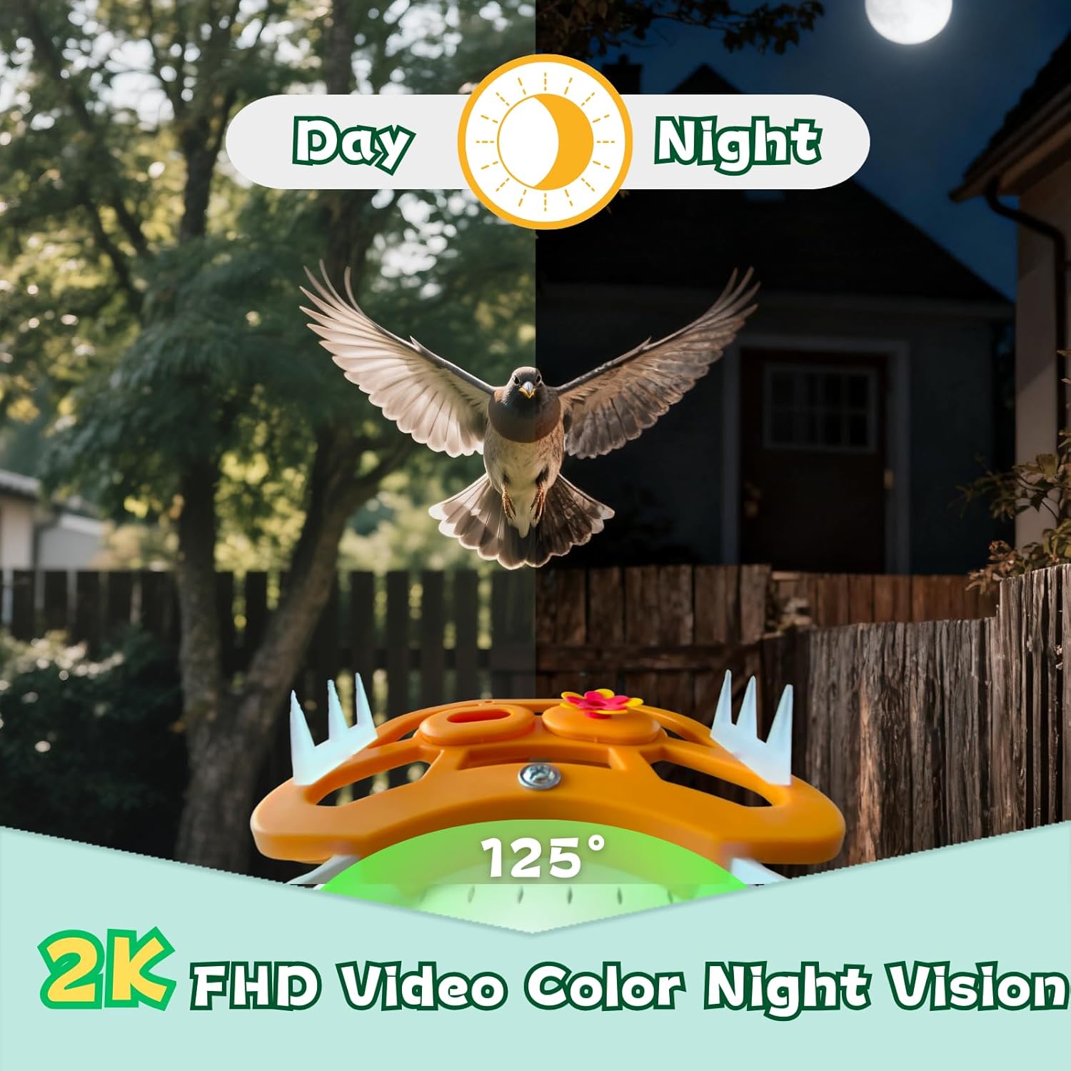 Smart Bird Feeder with Camera, 2.4GHz WiFi Watching Camera Bird Feeders for Outdoors Solar Powered, AI Identify 11,000 Birds Species, Instant Arrival Alerts, Auto Capture 2K HD Live Videos - Image 4