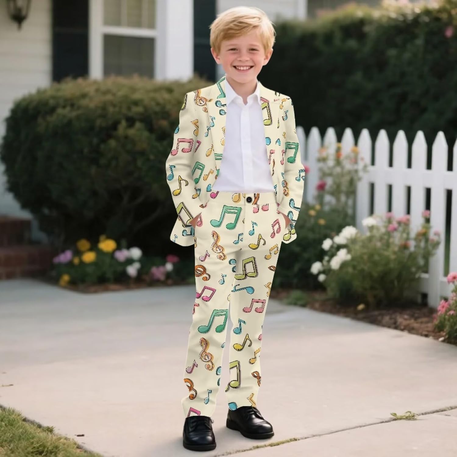 Boys Formal Suit Set, Breathable Button Down Blazer Jacket and Pant Comfy Slim Fit Tuxedo Suits Set Size 5-14 Years