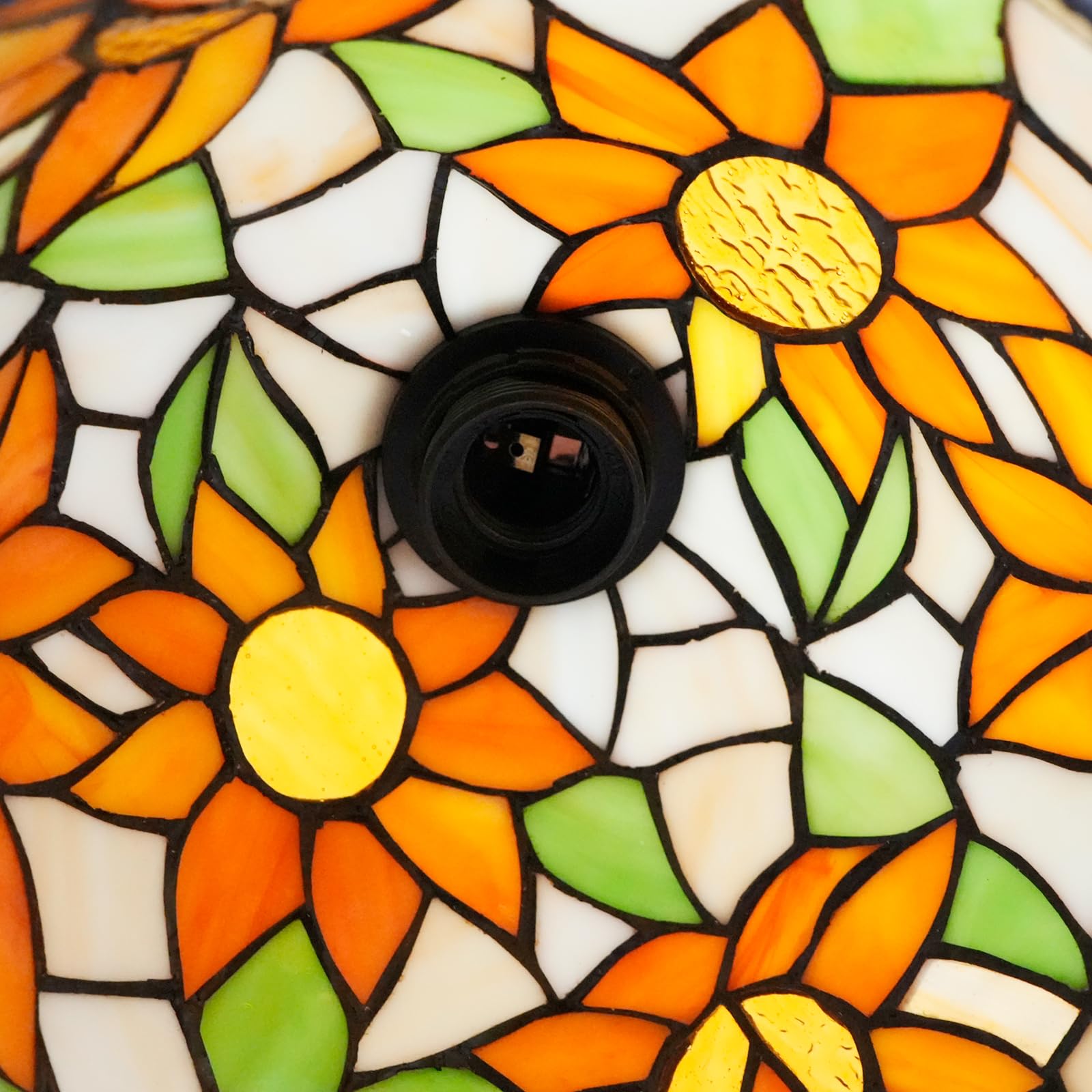 Tiffany Tischlampe Sonnenblume Gelb Glasmalerei Lampe Tiffany Stil S Blätter Vintage Schreibtisch Licht für Nachttisch Wohnzimmer Büro Schlafsaal Esszimmer