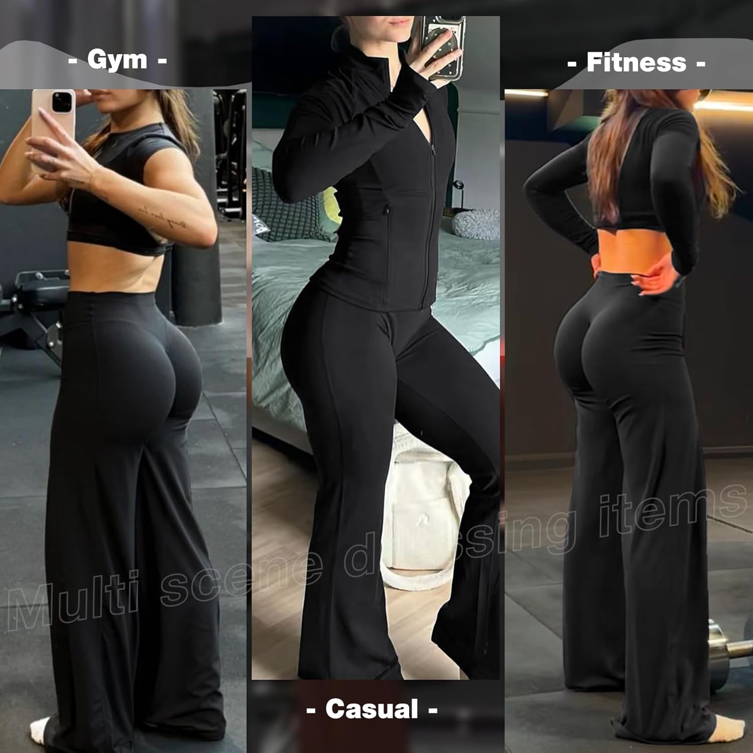 JGS1996 Wide Leg Yoga Pants Bottoms Straight Leg Leggings for Women High Waist Stretch Booty Casual Gym Workout Sweatpants - Image 2