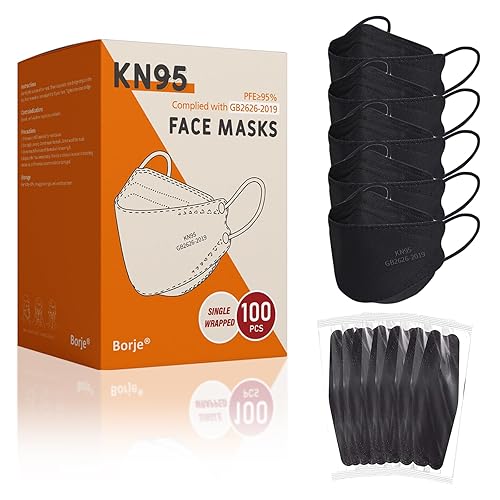Miniatura 11 de Borje Mascarillas KN95 para adultos, paquete de 50 unidades, mascarilla desechable rosa de 5 capas contra humo y polvo PM 2.5, eficiencia de Rosa =
