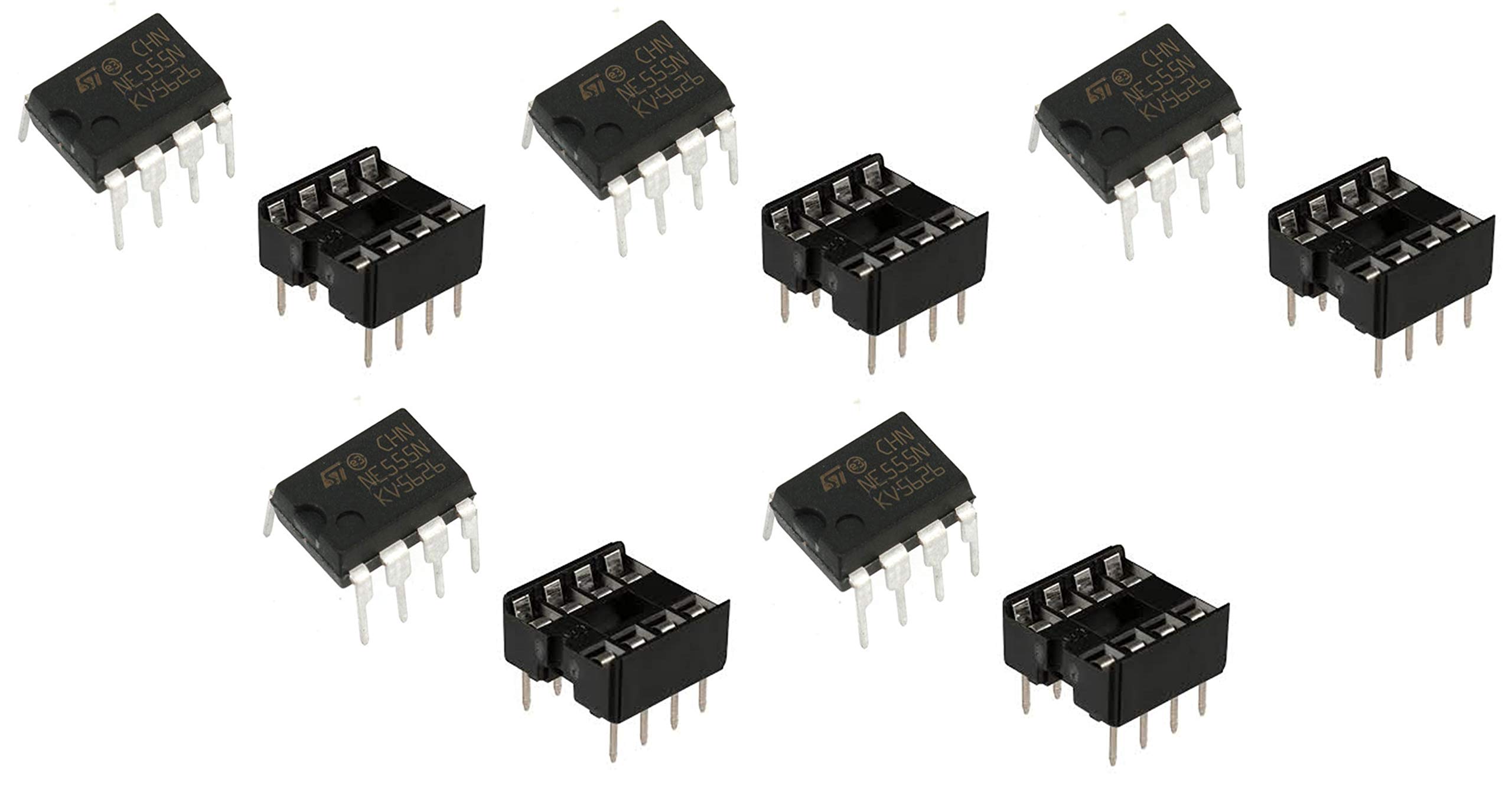 IC555 General Purpose Timer IC + IC Base - 5 Pieces