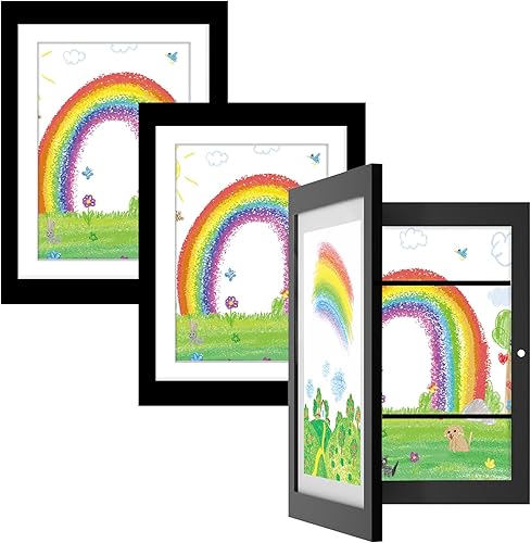 Miniatura 8 de Orionstar Marcos de arte para niños, marcos de fotos intercambiables con soporte, marcos de exhibición de fotos de apertura frontal con capacidad