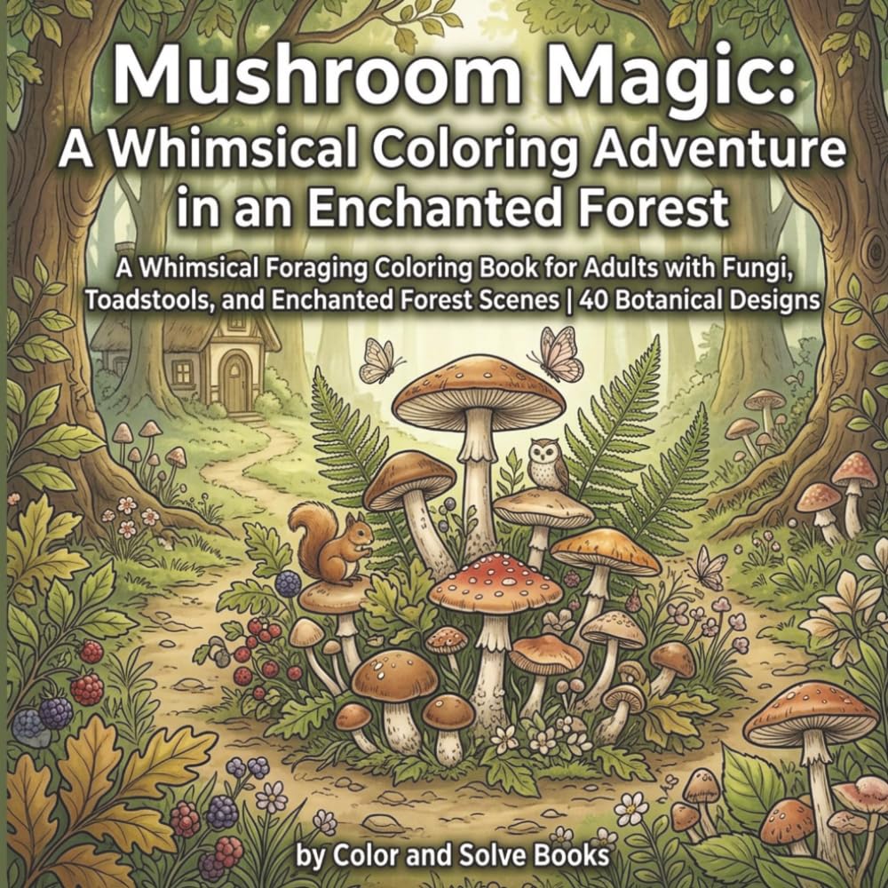 Mushroom Magic: A Whimsical Coloring Adventure in an Enchanted Forest: Explore 40 Enchanting Designs Featuring Fairy Rings, Toadstools, and Cottagecore Scenes