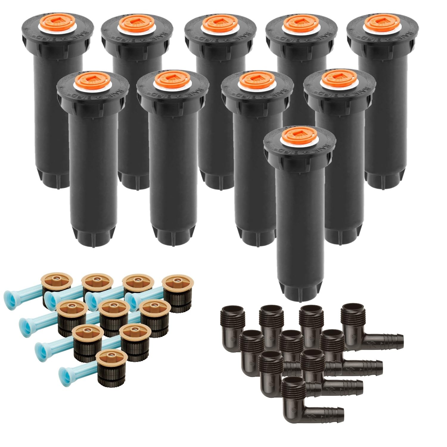 10x RainBird 1804 Versenkregner mit 18 Van Düsen 4,3-5,5 m & 1/2" Flexwinkel SBE050