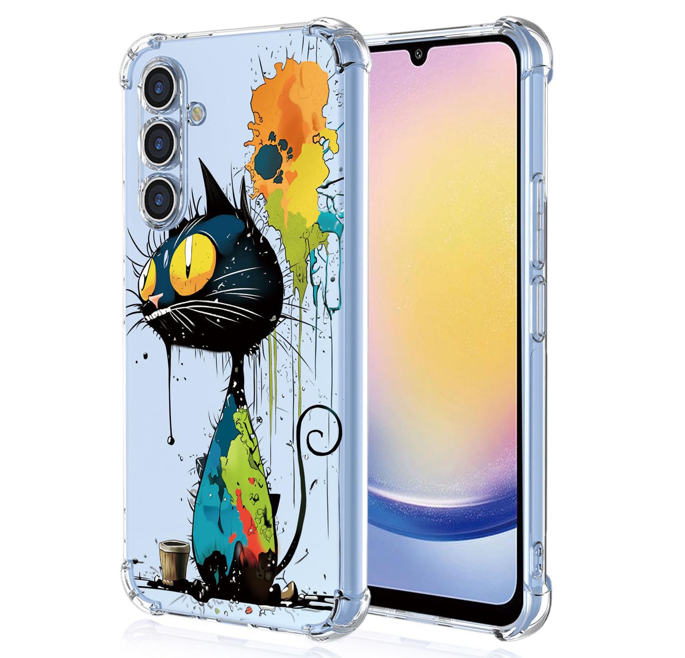 XINYEXIN Cover per Xiaomi Poco F6 Pro 5G Trasparente Slim - Custodia per Cellulare TPU Antiurto, Serie di Graffiti Artistici Colorati e Cool, Disegno Carino - Black Cat