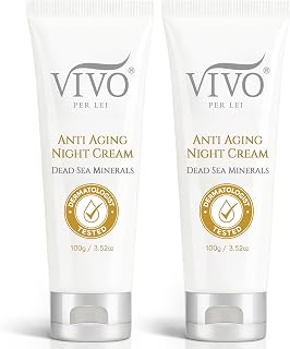Vivo Per Lei Dead Sea Night Cream - Hydrating & Moisturizing - 3.52 Oz | Anti Aging Overnight Facial Cream - Travel Friendly Face Moisturizer - Lightweight - Non Greasy - 2 Pack