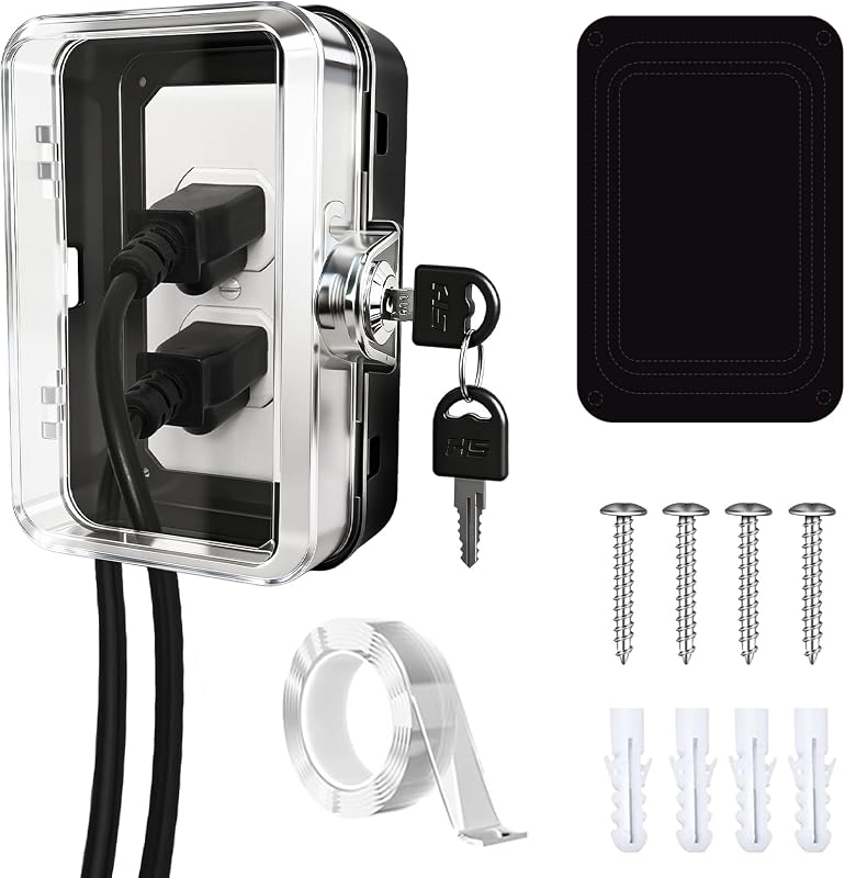 1 Pack Universal Baby Safety Electrical Outlet Cover Box Childproof Plug Cover - More Space for Large Plugs Easy to Install & Use Fit Socket Protector (Black)