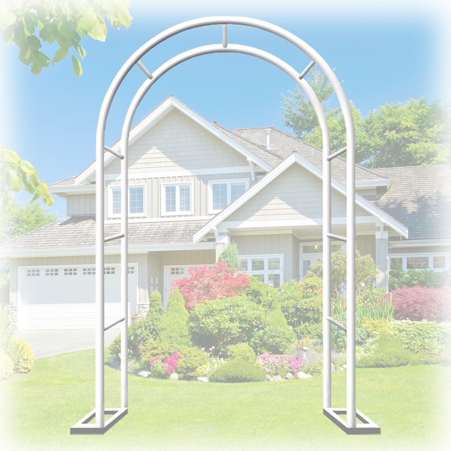 Arche de jardin anti-vent avec base stable et grand treillis pour plantes