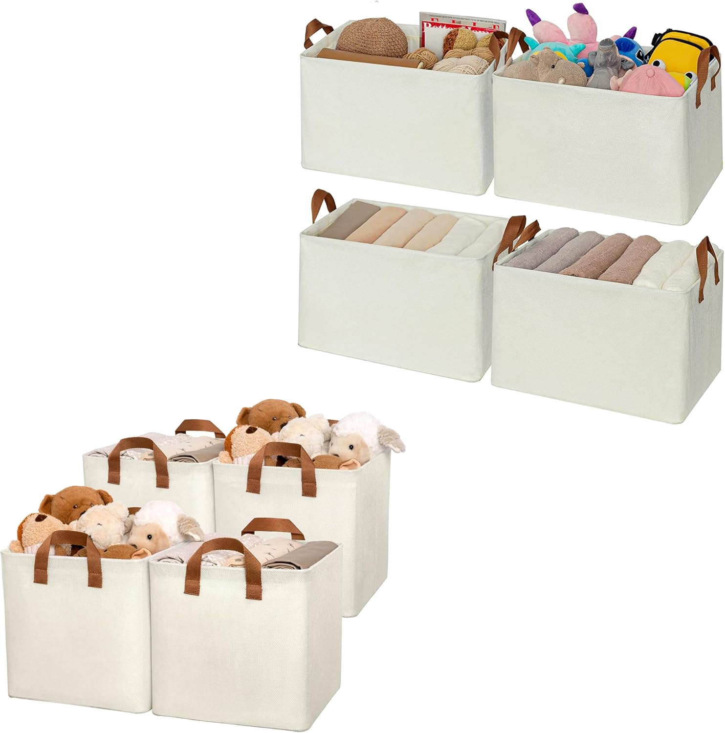 GRANNY SAYS Bundle of 4-Pack 11 Inch Cube Storage Bins & 4-Pack Closet Organize Bins