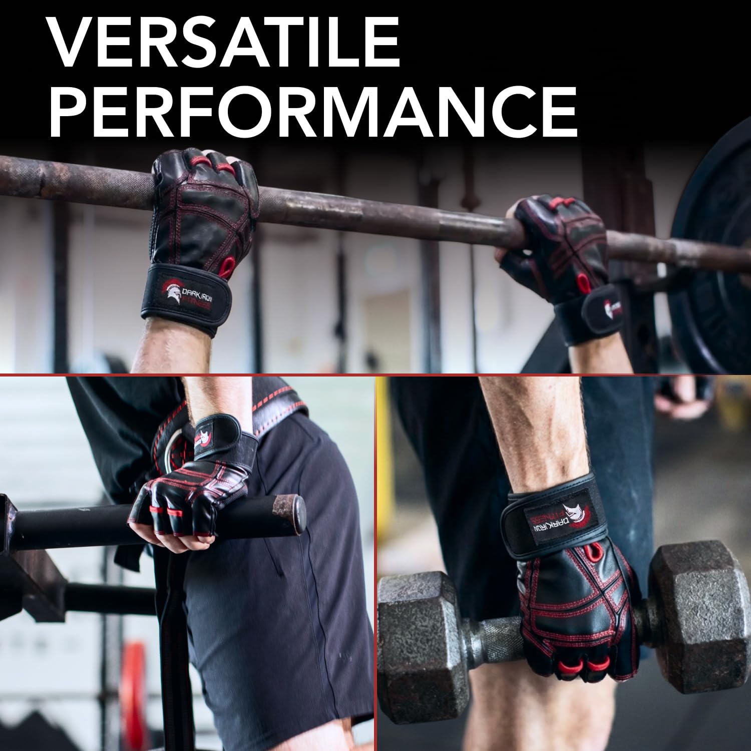 Dark Iron Fitness Guanti da palestra in vera pelle per uomini e donne, taglia XS, guanti da allenamento per sollevamento pesi, crossfit, stacchi da terra, bilanciere, imbottitura per palmo, protezione