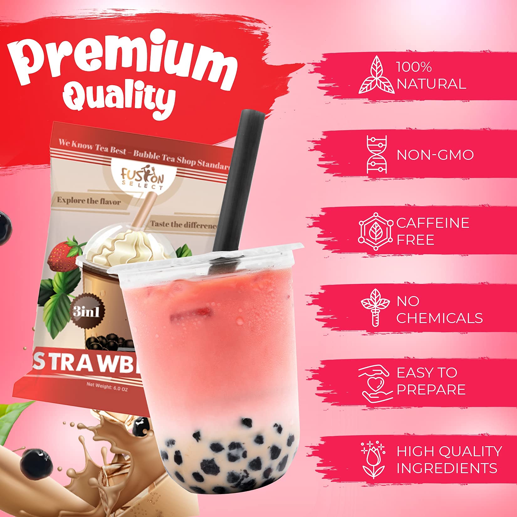 Buy Fusion Select Authentic Brown Sugar Bubble Tea Kit Strawberry