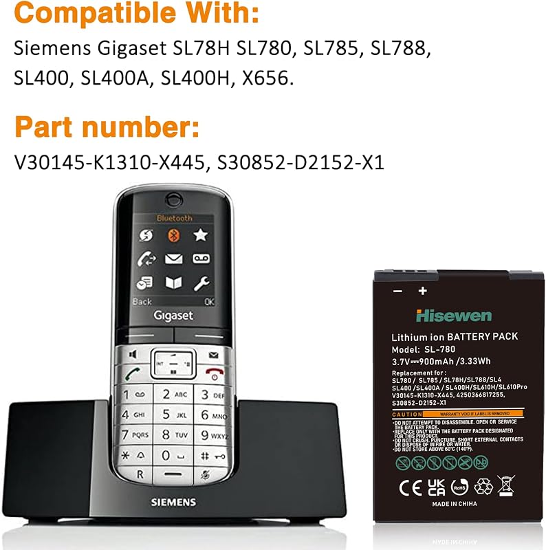 Hisewen 2 Darabos Akkumulátor Csomag Siemens Gigaset SL78H SL780 SL785 SL788 SL400 SL400A SL400H X656 Telekom A806 Telefonokhoz