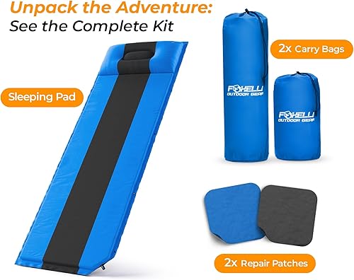 Miniatura 8 de Foxelli Almohadilla de dormir autoinflable para campamento, mochileros, senderismo, espuma aislada, ligera, colchón inflable de campamento con