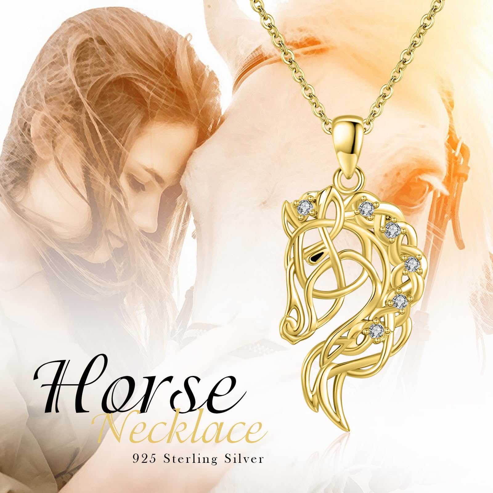 Pferde Halskette 925 Sterling Silber Pferde Anhänger Halskette Tierkette Schmuck Geschenke für Damen Mädchen Pferdeliebhaber Weihnachten Geburtstag Jahrestag Schmuck