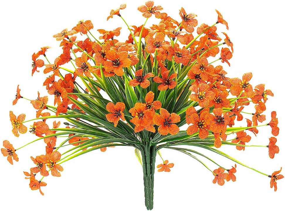 Zonlong Artificial Violet Flowers, 6 Bundles Fake Flowers Plant, UV Resistant No Fade Faux Flower, Hanging Plant, for Garden, Wedding, Farmhouse Indoor or Outdoor etc Decor (Red)