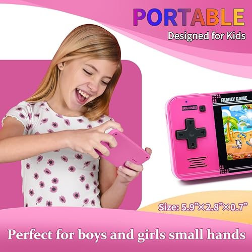 Miniatura 4 de Juego de mano para niños 220 videojuegos retro precargados, reproductor de juegos portátil con batería recargable de pantalla LCD de 3.0 pulgadas